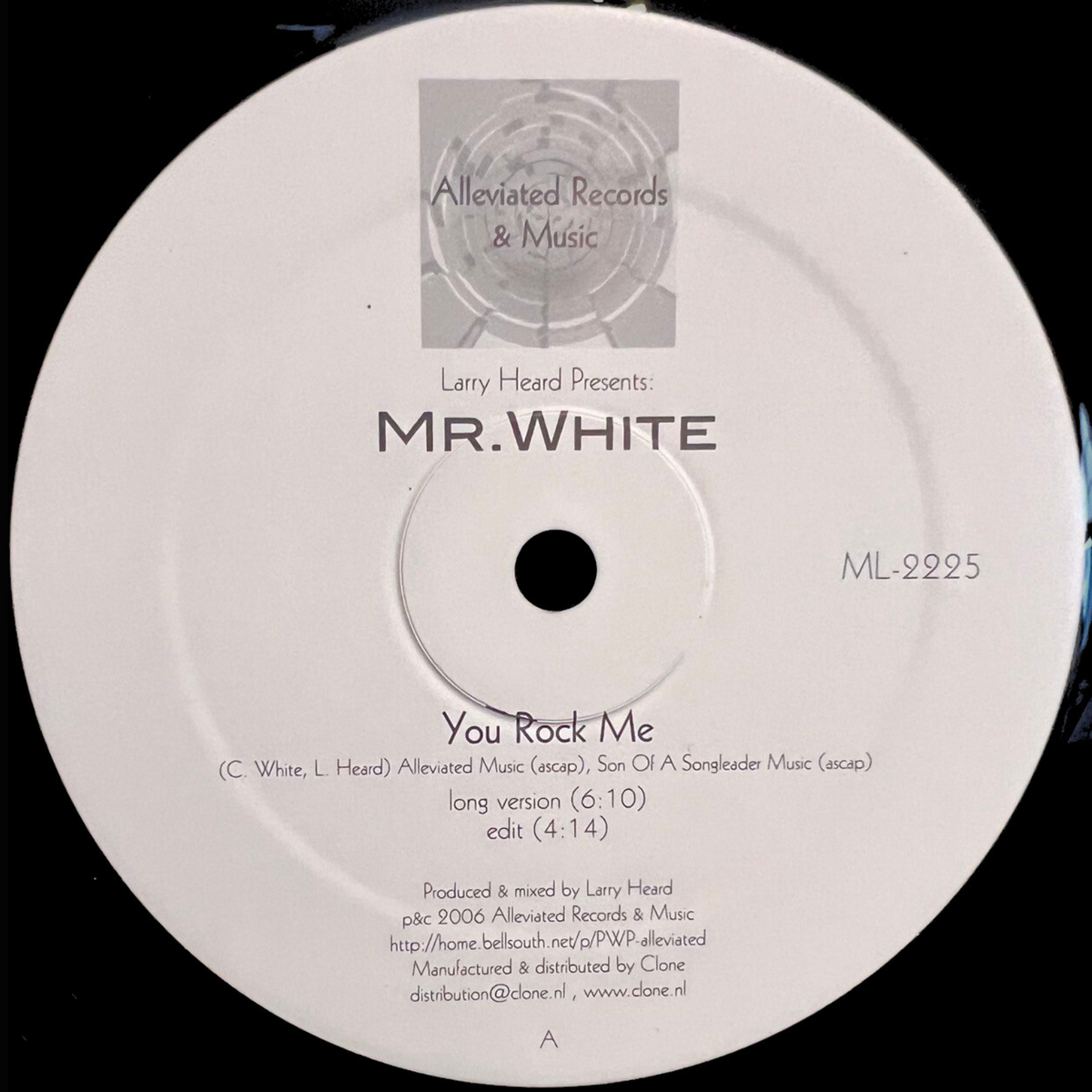 Larry Heard presents: Mr White - You Rock Me / The Sun Can't Compare [Alleviated] ML-2225