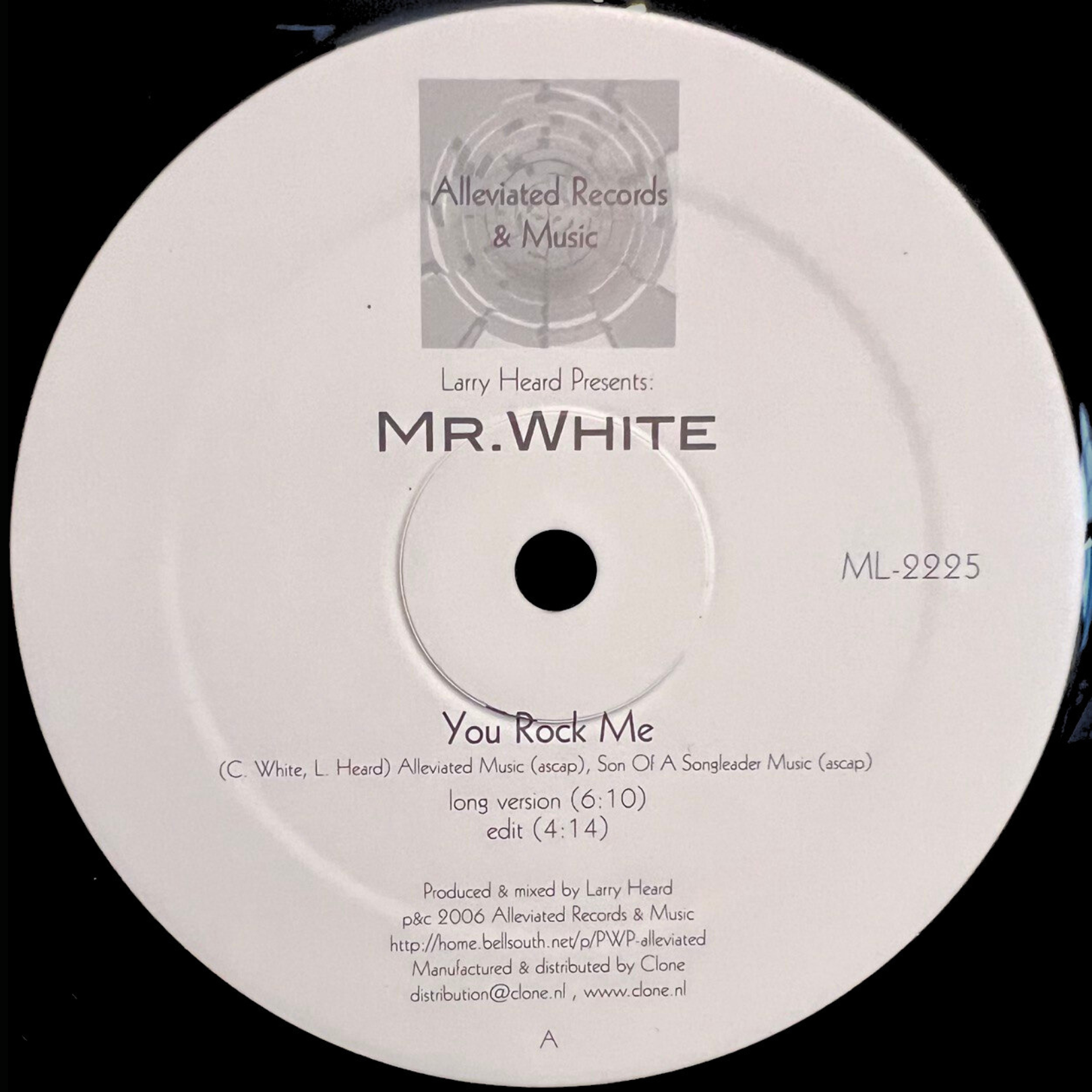 Larry Heard presents: Mr White - You Rock Me / The Sun Can't Compare [Alleviated] ML-2225