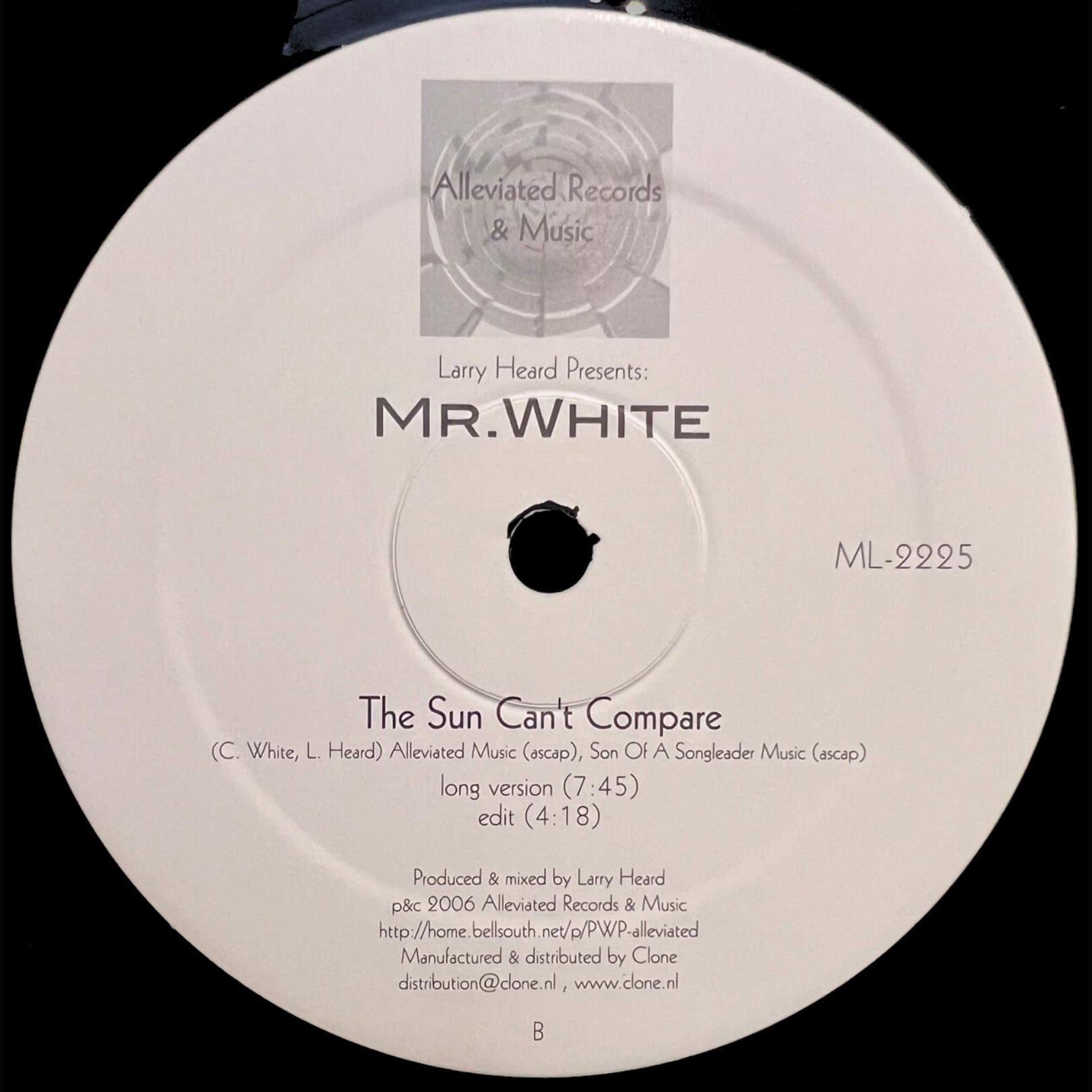 Larry Heard presents: Mr White - You Rock Me / The Sun Can't Compare [Alleviated] ML-2225
