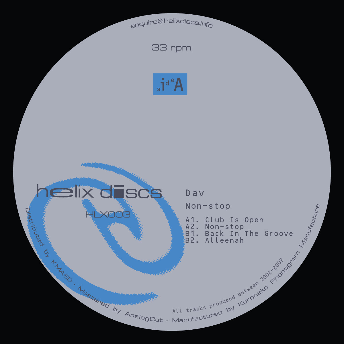 PRE-ORDER: Dav - Non-Stop EP [Helix Discs] HLX003