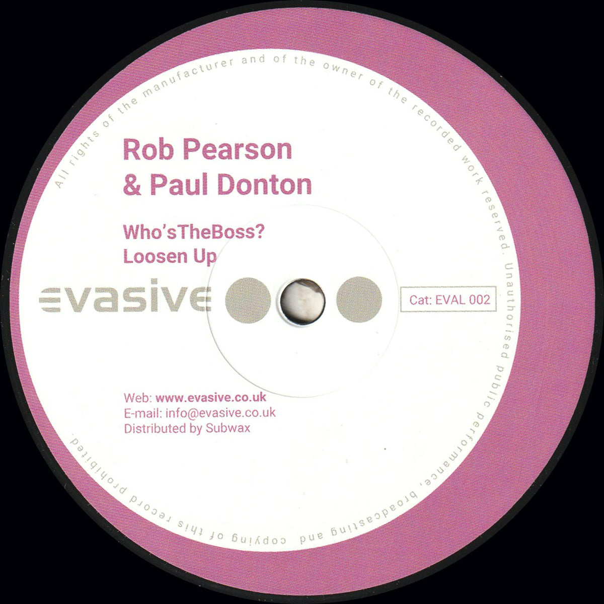 Rob Pearson & Paul Donton - Who's The Boss EP (Incl. Jay Tripwire Remix) [Evasive] EVAL002