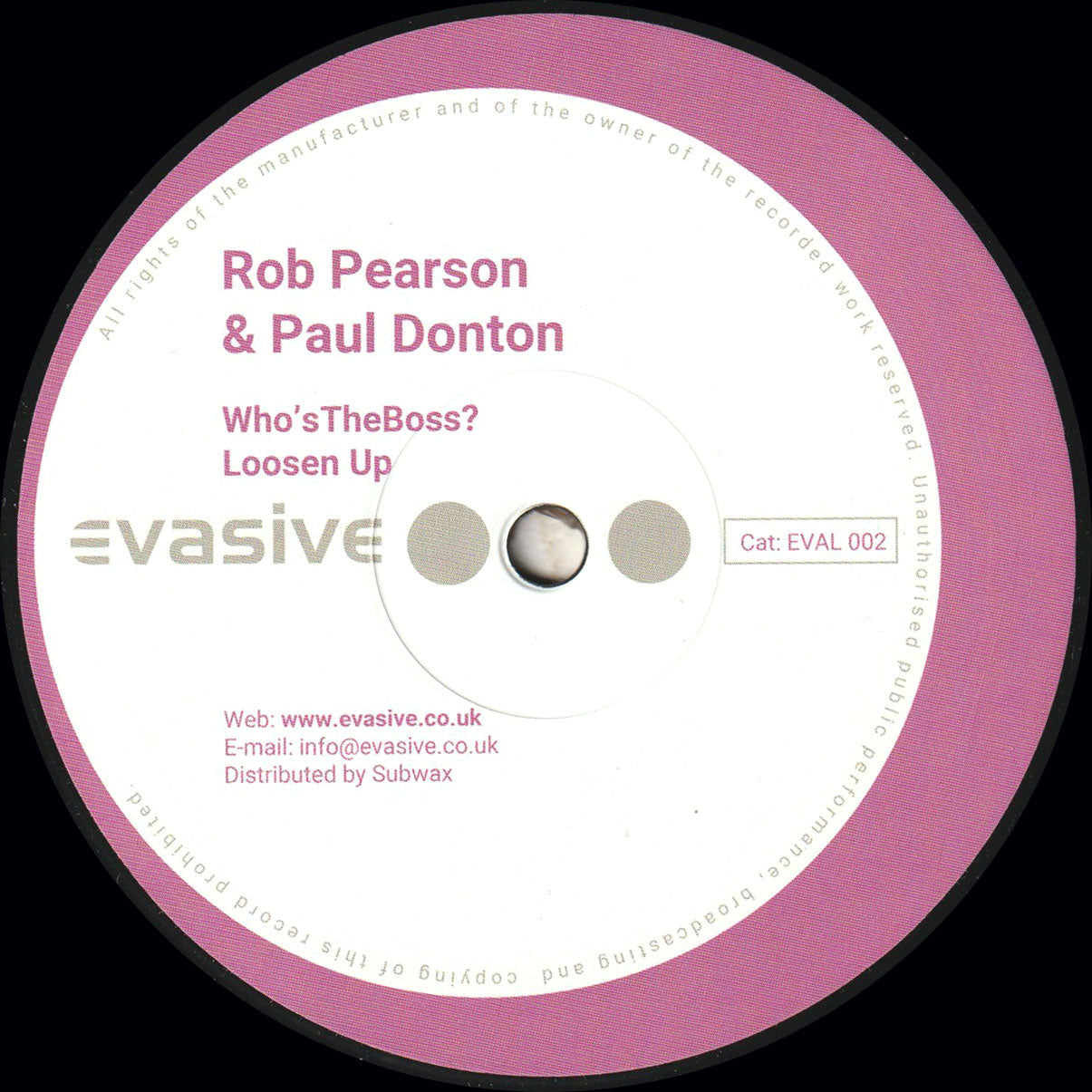 Rob Pearson & Paul Donton - Who's The Boss EP (Incl. Jay Tripwire Remix) [Evasive] EVAL002