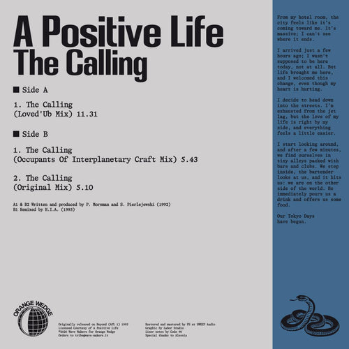 A Positive Life ‎– The Calling [Orange Wedge] OW010-TDV